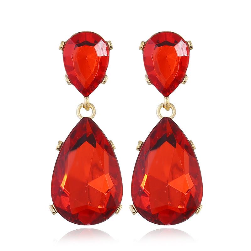 Diancha, fashion alloy crystal water drop pendant earrings, simple personalized earrings красный