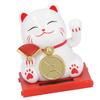 2inch Solar Fortune Cat with Clear Box Solar Powered Lucky Cat Waving Arm Set for Home Office and Dash Board Decor White