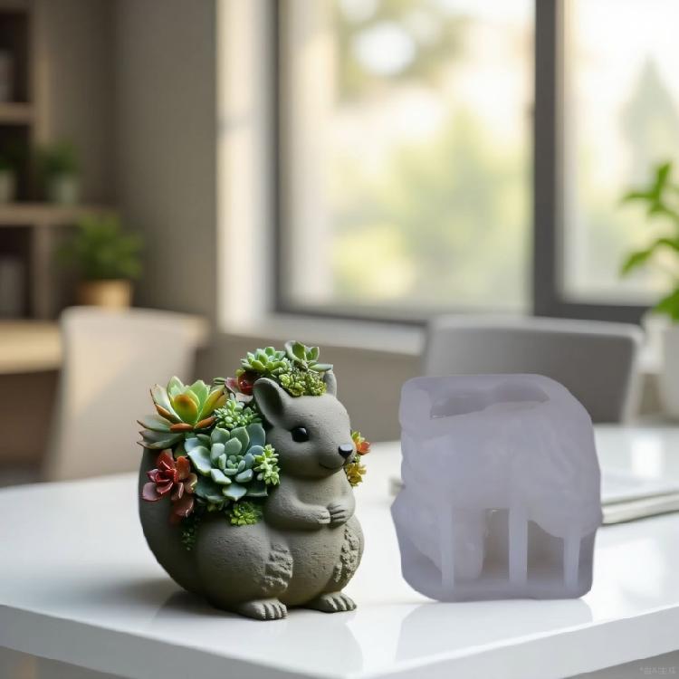 Flexible Silicone Mould Accessory for Creating Squirrel Planter Decoration With Resin And Plaster Daily Use