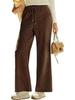 2026 High Waist Lace-Up Corduroy Barrel Pants with Pockets - Wide Leg, Casual, Elastic Long Pants