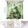 St. Patrick'S Day Shower Curtain - Leprechaun, Green Hat & Shamrocks, Floating Clovers & Harp, Water-Resistant Polyester