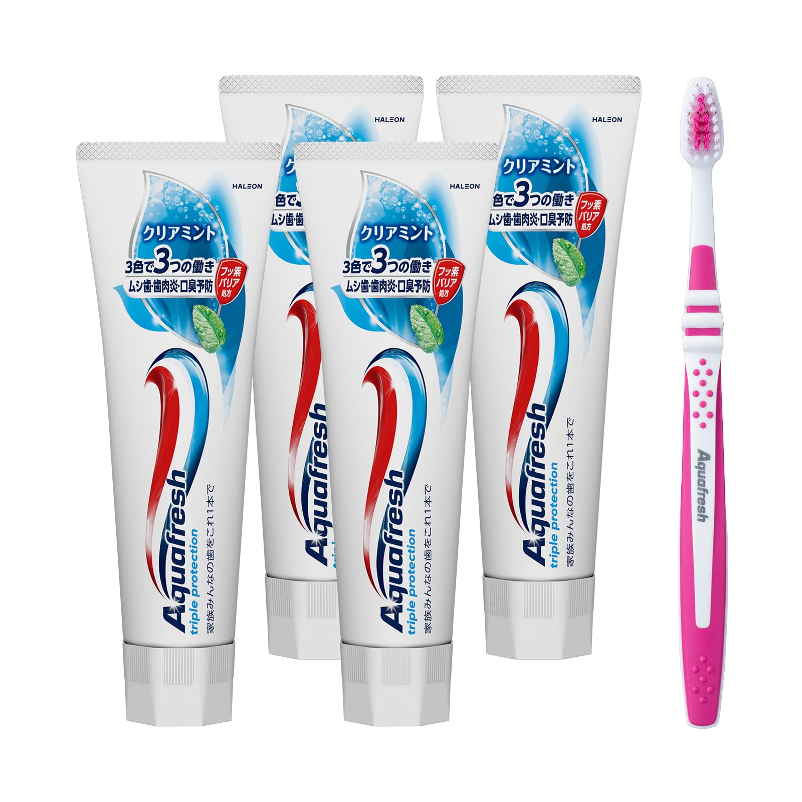 

Aquafresh Clear Mint Toothpaste 140g [Quasi-drug] 4 pieces + toothbrush included Color cannot be selected