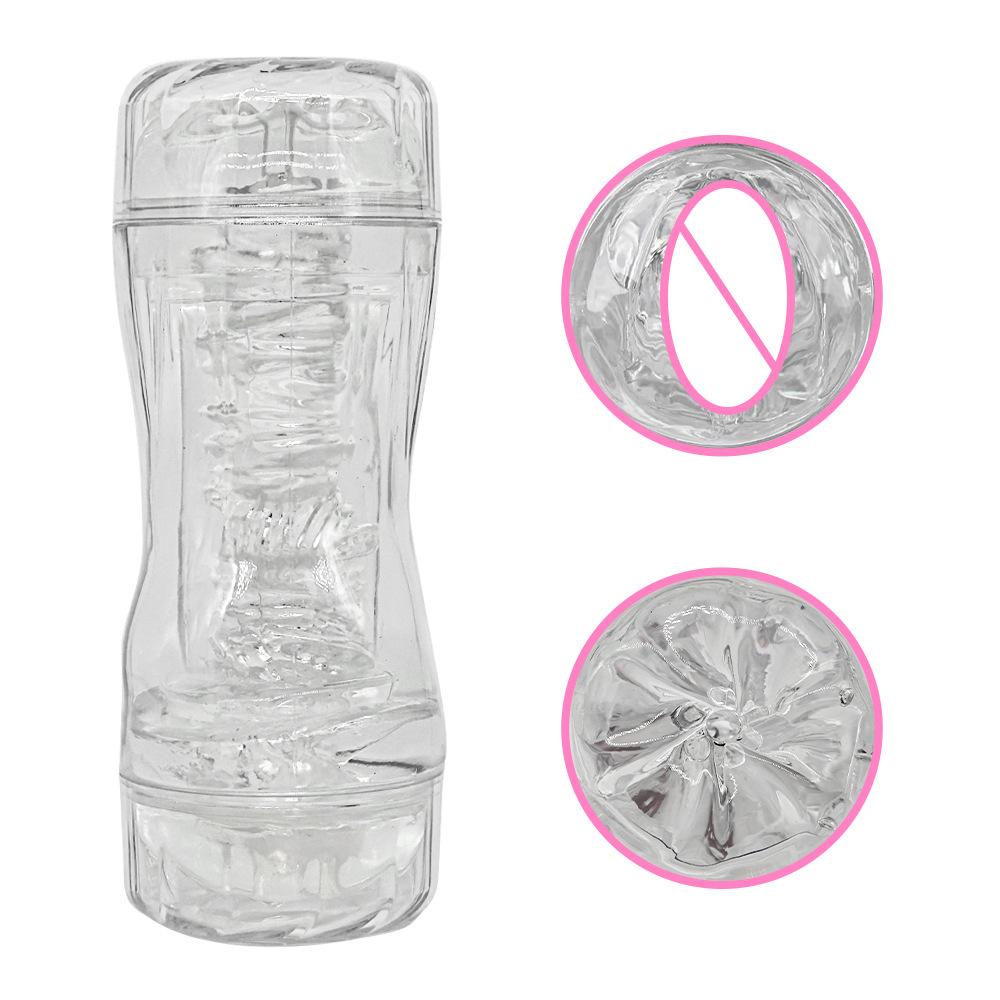 Transparent Double Head Airplane Bottle Yin Anal Double Head Available Soft High Transparent Male Sucking Juice Airplane Bottle Sex Product