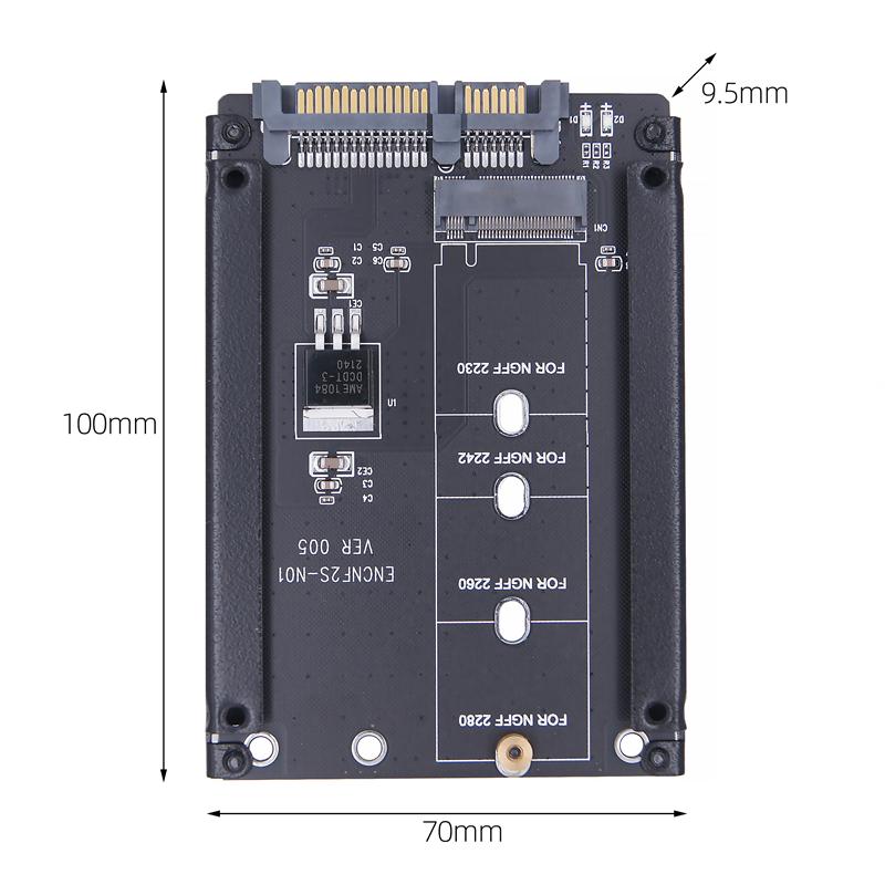 M.2 NGFF Dual SSD B+M Key to 2.5inch SATA 3.0 Adapter Card B key Converter With Enclosure Socket (Not Supported NVMe M key)
