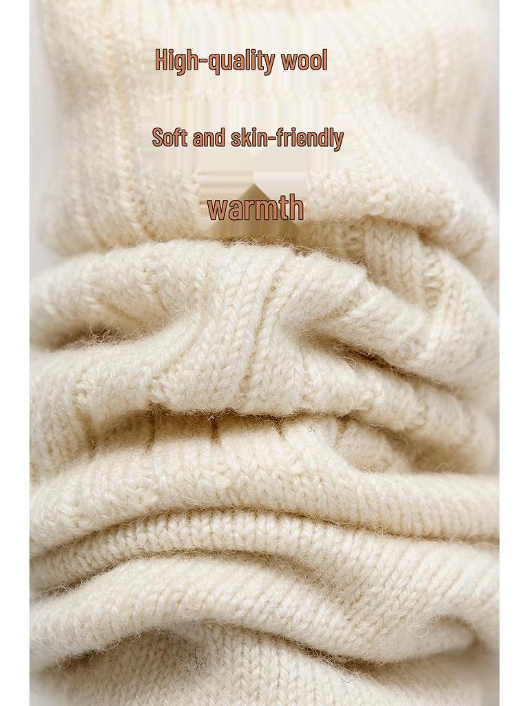 Calcetines de Calor Merino-Cachemira de Media Caña para Hombre y Mujer, Cálidos Doble Aguja, Estilo Casual