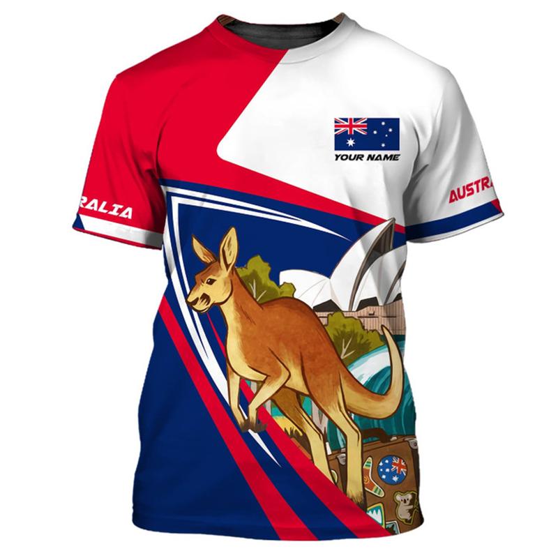Custom Name Australia Flag Map Graphic T Shirt For Men Women Summer Casual Short Sleeve Tee Australian Animal T Shirt Kids Tops