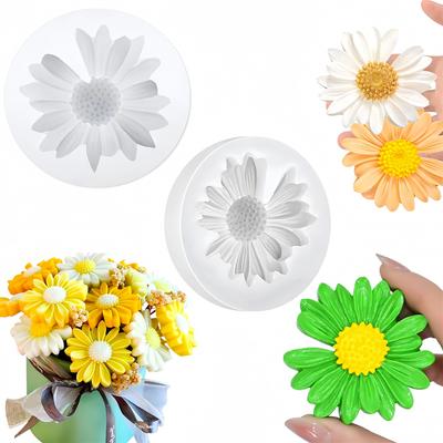 4pcs Daisy Flower Silicone Mold Scented Cup Candle Fragrant Plaster Ornament Molds Durable Easy To Demold for Home Decor Gifts
