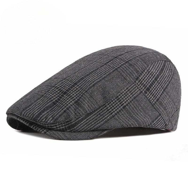 British Style Plaid Beret Hat for Men Women Retro Flat Cap Spring Autumn Newsboy Cap Fashion Duckbill Hat Unisex Cabbie Cap