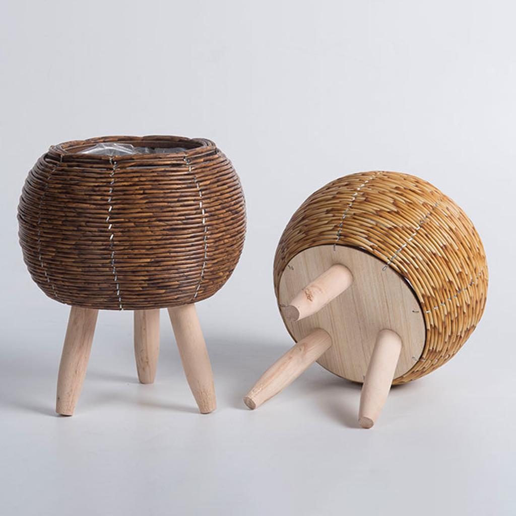 Willow Woven Plant Rack Flower Frame Pots Straw Pots Hand Arrangement Willow Plant Stands Indoor Holder Stool Pots Trays