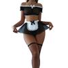 Women Sexy Lingerie Porno Sheer Dress Set With Stockings Erotic Underwear 3-piece G-String Nghtwear Female Hot Exotc Set Costume