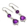 Natural Sage Amethyst Gemstone Handmade 925 Sterling Silver Earring 1.77" AE-11745