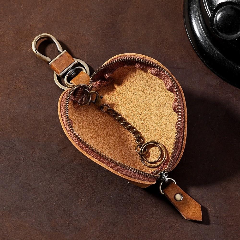 Multi-Color Key Case with Carabiner Crazy Horse Leather Key Storage Bag Leather Key Holder  Car Key