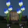 Solar 3-Headed Tulip Garden Lights Outdoor Waterproof LED Lawn Lamp for Yard Pathway Landscape Decor Beautiful Home Lighting