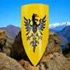 Escudo de Águia Germânico Medieval Amarelo Escudo de Cavaleiro Negro Aço Metal Artesanal Escudo Feito à Mão