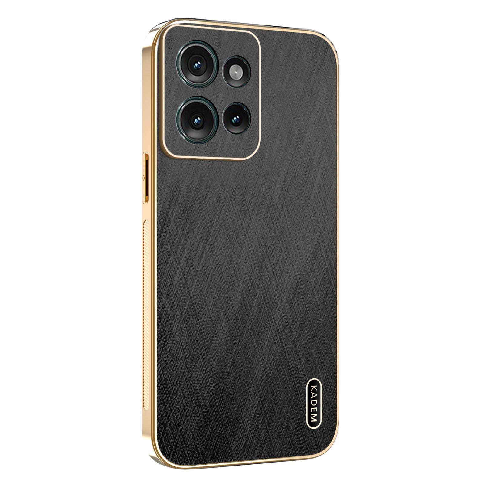 

KADEM Чехол для Motorola Moto G56 5G Гальваническое покрытие Шелковистая текстура ПУ+ТПУ Задняя крышка телефона Black