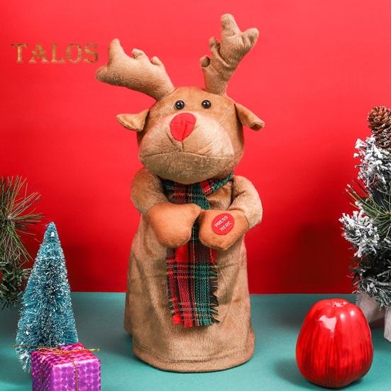 Electric Rotatable Christmas Elk Toy Battery Operated Swinging Singing Dancing Xmas Reindeer Deer Ornament Kids Family Friends Holiday Gift
