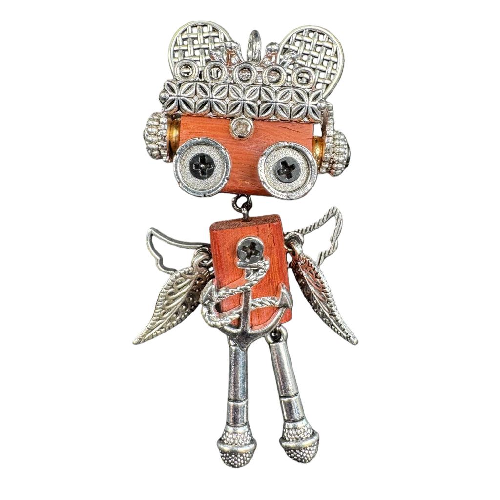 Handmade Punk Robot Pendant Zinc Alloy Black Nickel Pin Love Hammer Shovel Axe Microphone Badminton Racket Keychain Necklace