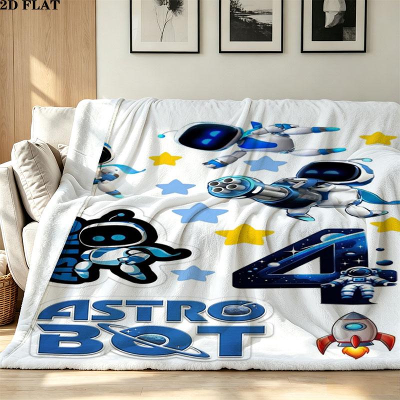 1PC ASTRO BOT Custom Name Patterned Flannel Blanket Suitable For All Seasons for Home Decor Warmth and Comfort Gifts Holiday Present