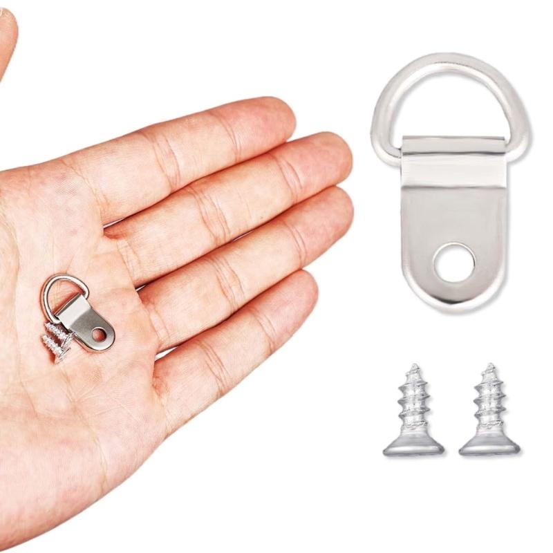 100 Pezzi Ganci per Quadri Robusti Set Filo per Telaio Nichelato con Viti Gancio per Telaio Staffe a Muro per Decorazioni Murali