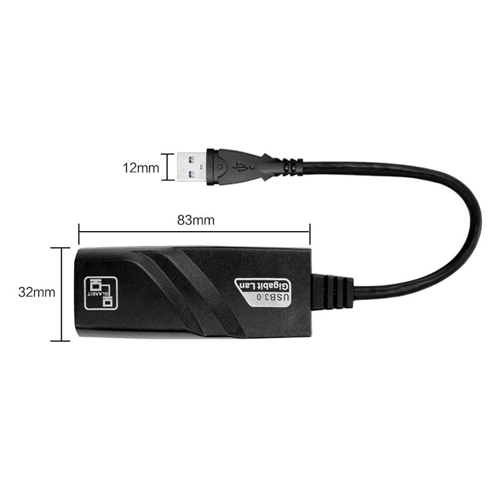 Black USB 3.0 Gigabit Ethernet RJ45 1000Mbps Network Adapter For Windows PC Mac