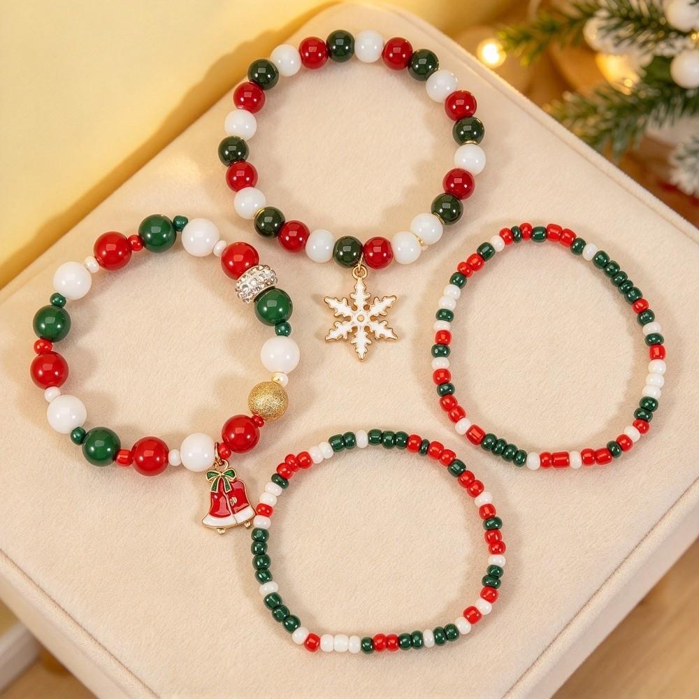4Pcs/Set Colorful Christmas Bracelet Set Adjustable Stackable Hand Chain New Charm Bangle Set Gifts
