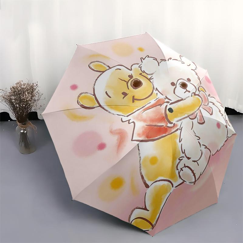 Winnie the Pooh, Tigger Automatic Opening and Closing Umbrella - 8 Ribs Portable Folding Umbrella with Plastic Handle, Suitable for Leisure