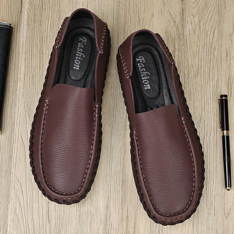 Leather Peas Shoes Men's Autumn Models Men's Breathable Business Casual Leather Shoes Soft Cowhide Soles Widened Soles Men's Shoes