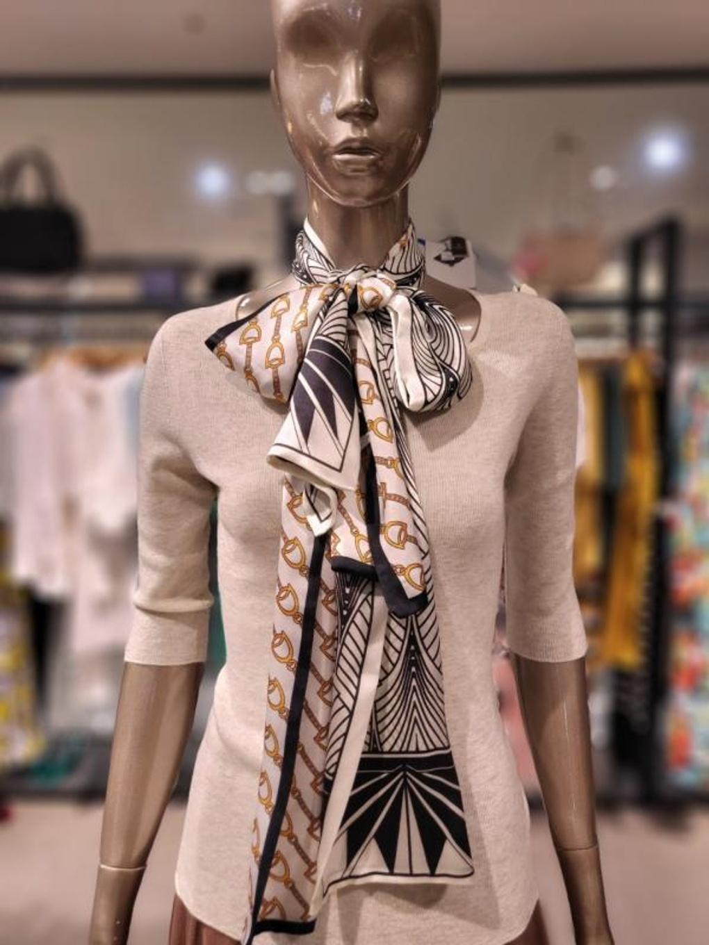 Шелковый Шарф-Платок с Цепным Узором, Двусторонний JBW5NSAM1380