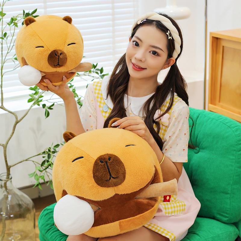 Niedliche Kapibara-Puppe Holzfisch und Delfin Wurfkissen Kapibara Greifautomat Puppe Puppe Kindergeschenk Plüschtier