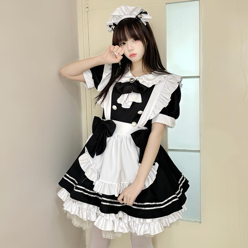 2025 Japonský Anime Maid Kostým - Roztomilé Lolita Černobílé Crossdresser Šaty