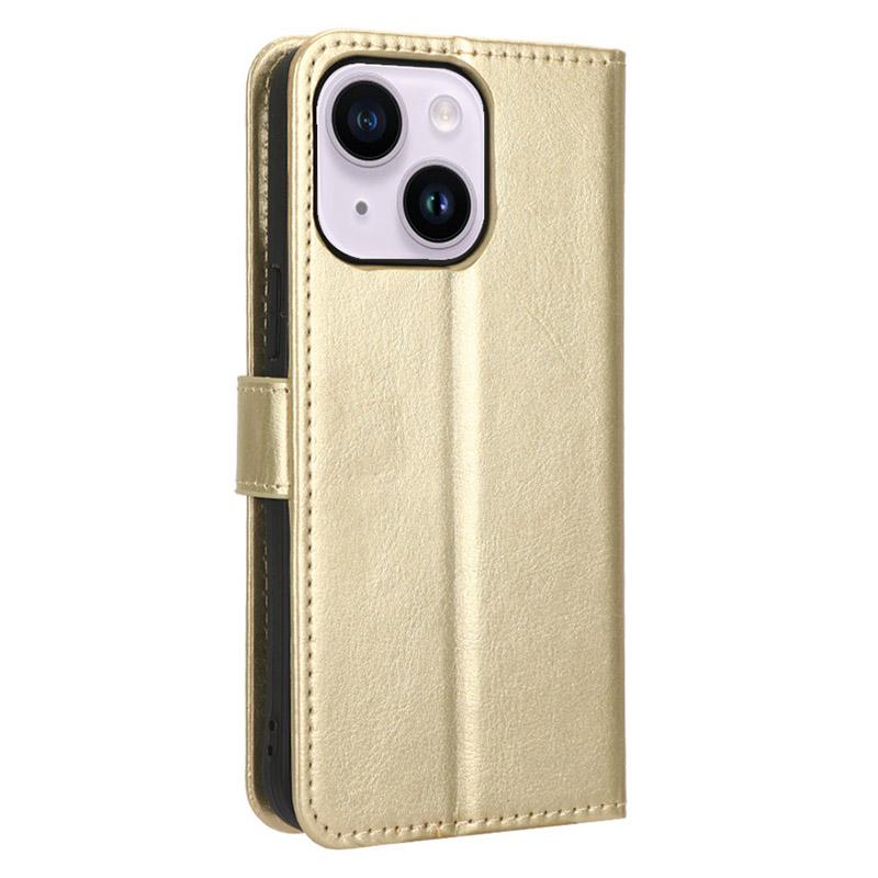 For iPhone 15 Leather Case Crazy Horse Texture Anti-drop Phone Cover with Wallet Stand