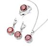 Hot Jewelry Set Female Zircon Necklace Earrings Ring Set of Three Simple Round Jewelry Set.