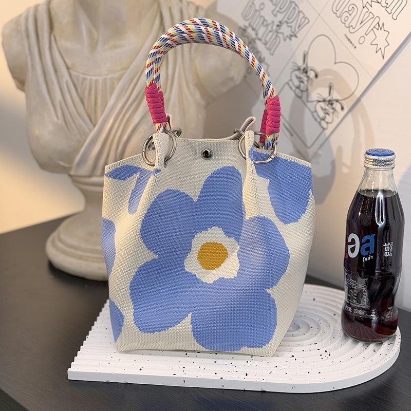 Market general knitted ring buckle bag portable work out large capacity handbag commuting small square bag storage bag