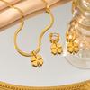 Four-leaf Clover Set for Women Titanium Steel Non-fading High-end Clavicle Chain Bracelet and Earrings