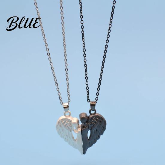 Ensemble Collier Pendentif Cœur d'Ange 1 Collier assortis pour Couple Magnétique