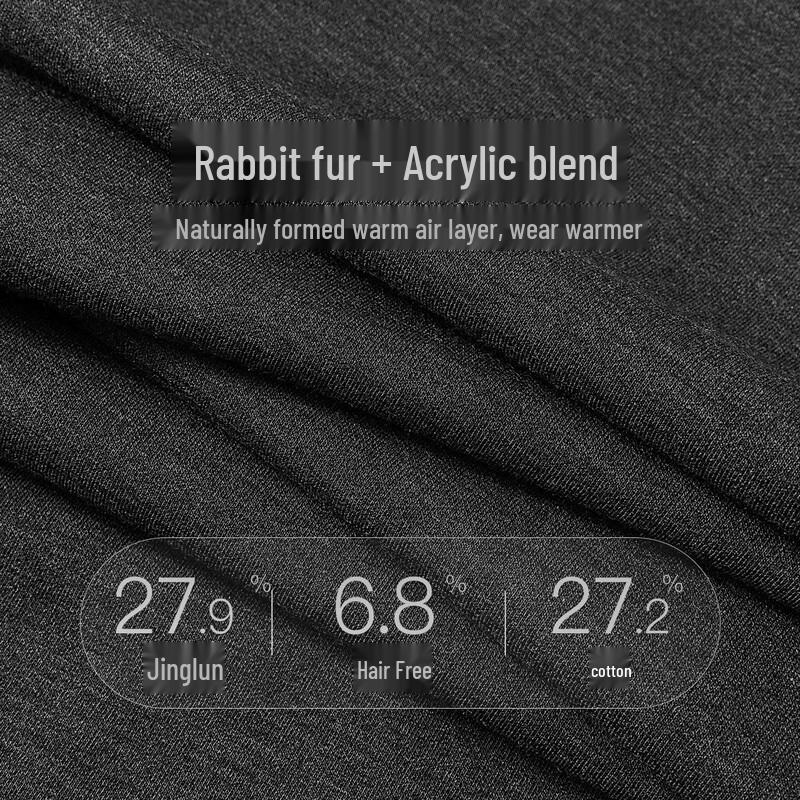 Shanshan Men's Rabbit Velvet Blend Semi-High Collar Long-Sleeve T-Shirt