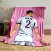 White jersey with "Hakimi" and number 2, set against a pink background. for all seasons blanket lunch break throw gift