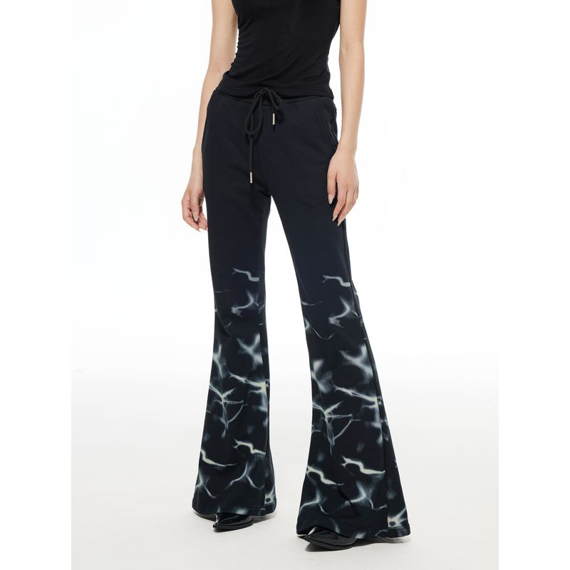 Print Elastic Waist Casual Black Y2g Sexy Sweatpants