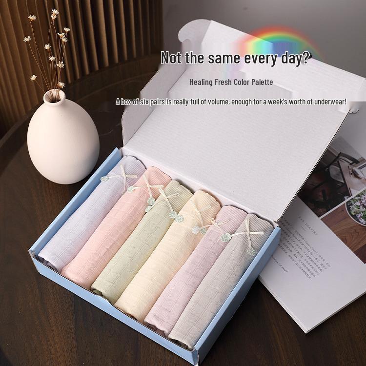 Japanese Waffle Seamless Women's Tummy Control Breathable Cotton Mid-Waist Hip-Lifting Plus Size Triangle Panties