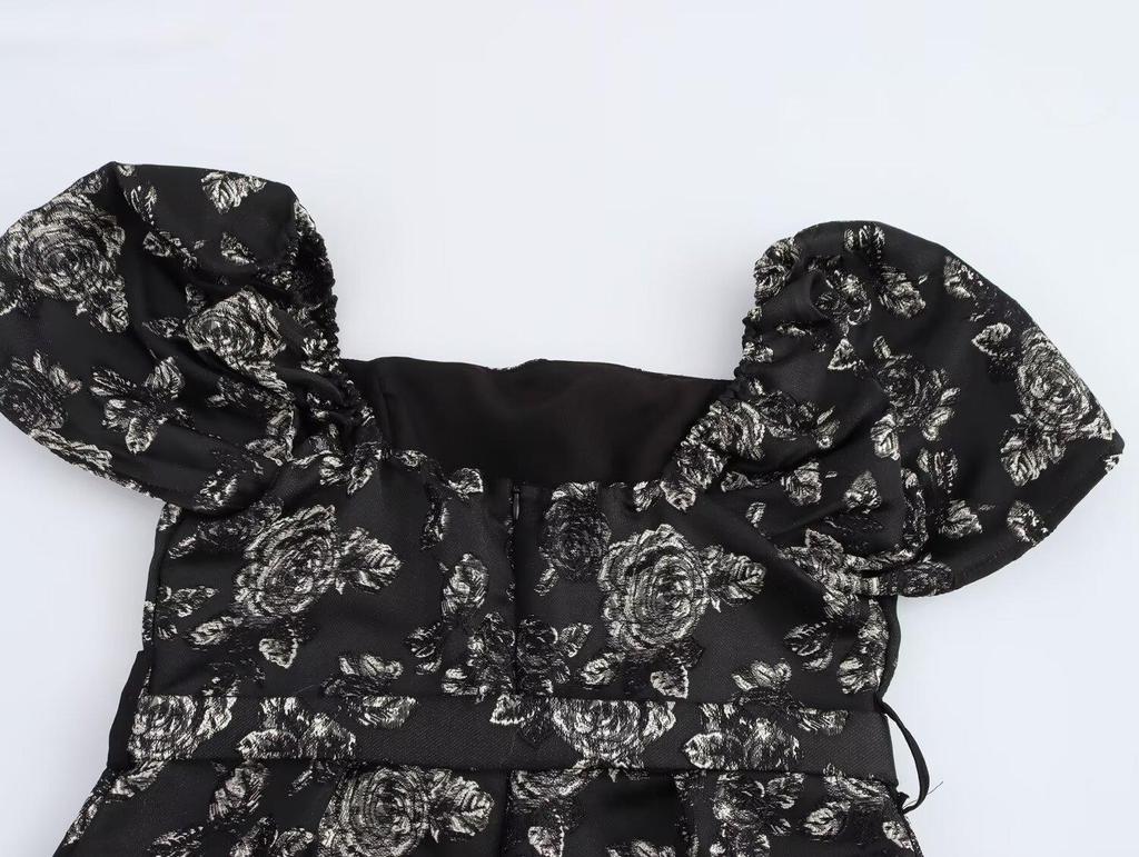 2025 Spring Women's European & American Off-the-Shoulder Jacquard Dress