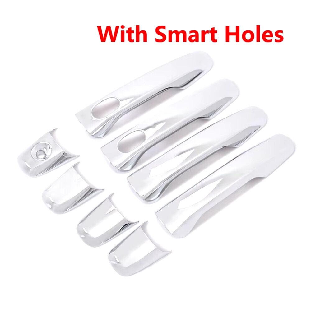 For Ford Explorer 2011- Carbon Fiber Style Chrome Car Door Handle Cover Sticker Trim Cap Accessories Auto Protect Decor ABS