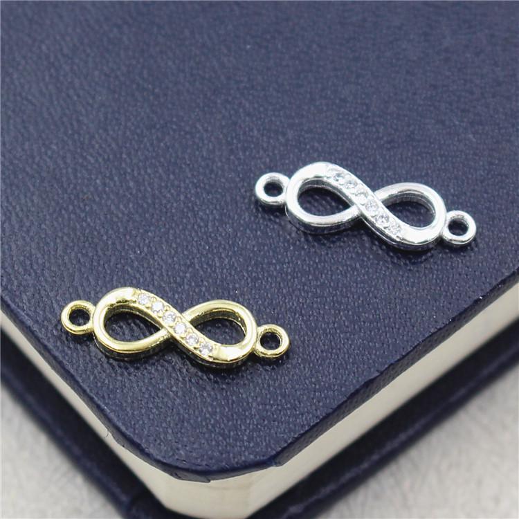 Jiudai S925 Sterling Silver DIY Necklace Gold-Plated Figure Eight Ring Bracelet Accessories
