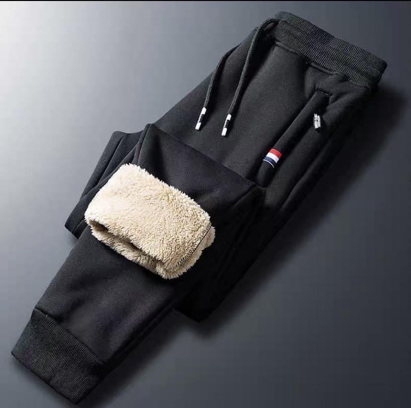 Pantaloni da jogging da uomo in pile pesante foderato in lana d'agnello: Caldo, Vestibilità Larga, Spesso, Taglie Forti, Autunno/Inverno, Sportivo & Casual.