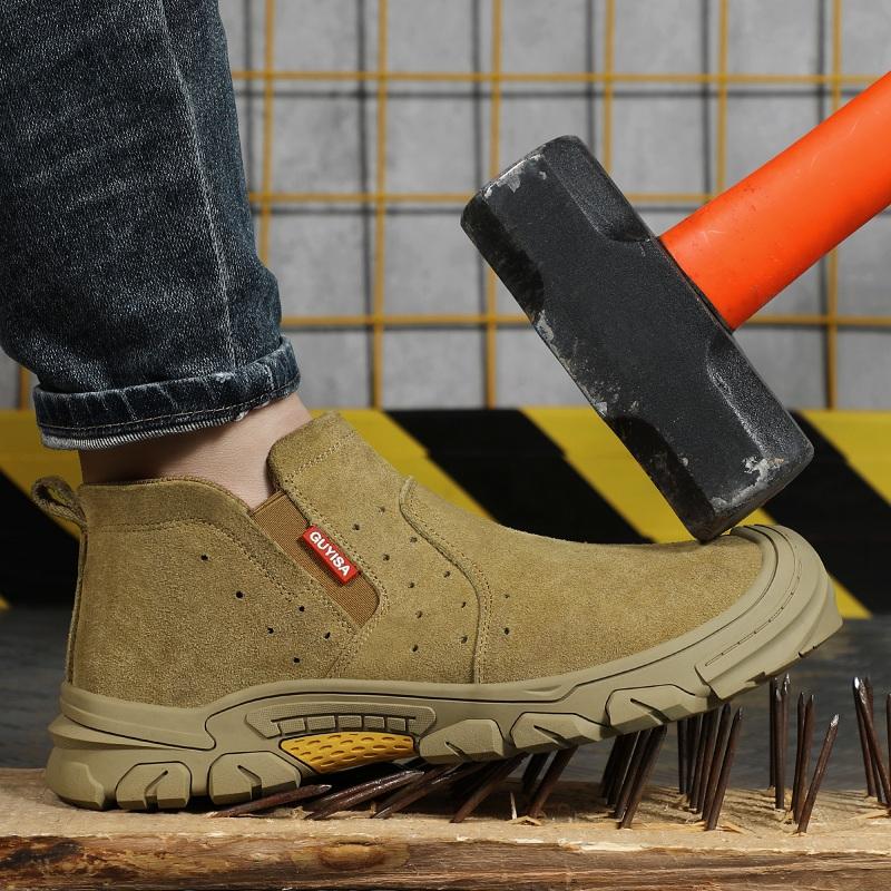 New welding shoes for Men, anti smashing, anti piercing Safety Shoes suede leather, construction site protection Work boots