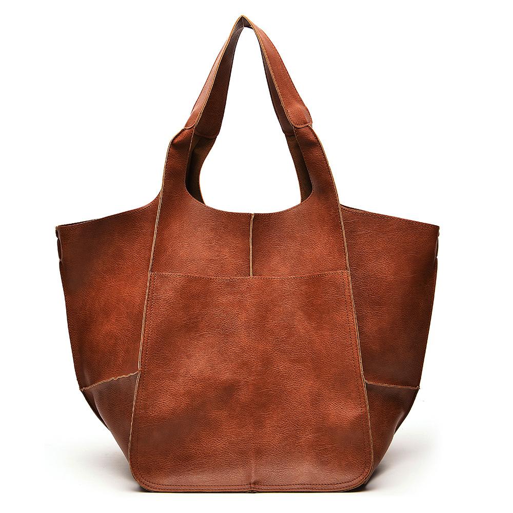 Retro Simple Big Bag Soft Leather Large Capacity Shoulder Portable Tote Women's Bag