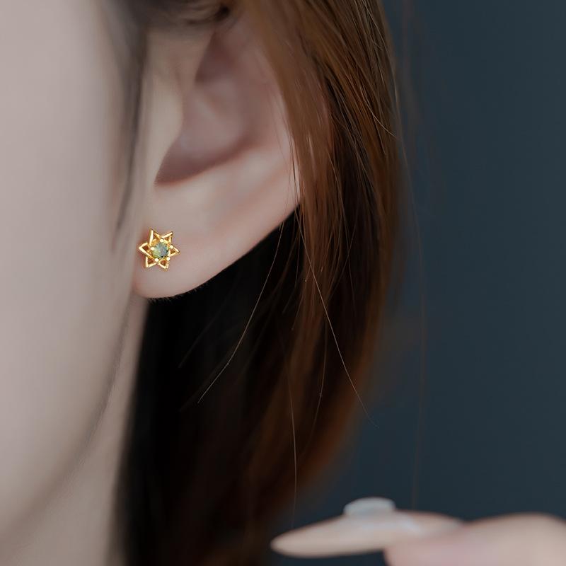 Mini Six-Pointed Star Earrings Simple Personality Small Zircon Star Earrings Student Daily Commute Earrings