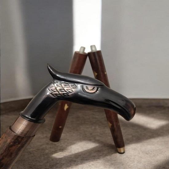 Handmade Brass Eagle Handle Walking Stick Wooden Cane Gift