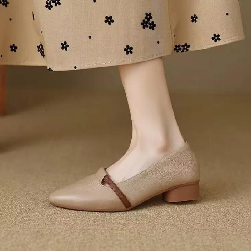 Sapatos Azuis Women Cute Hollow Out Mesh Breathable Slip on Square Heel Shoes Lady Cool Comfort Brand Heel Pumps A587