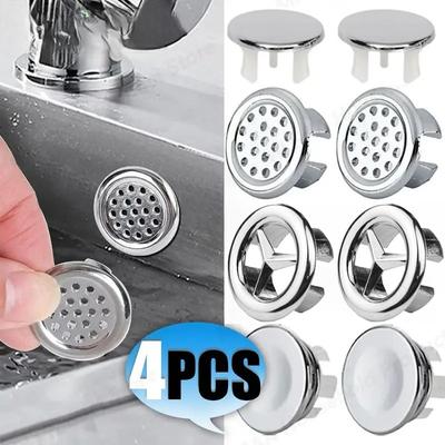 4Pcs Sink Hole Overflow Cover Basin Trim Bath Sink Holes Drain Cap Replacement Bathroom Wash Basin Hollow Overflow Rings Plug