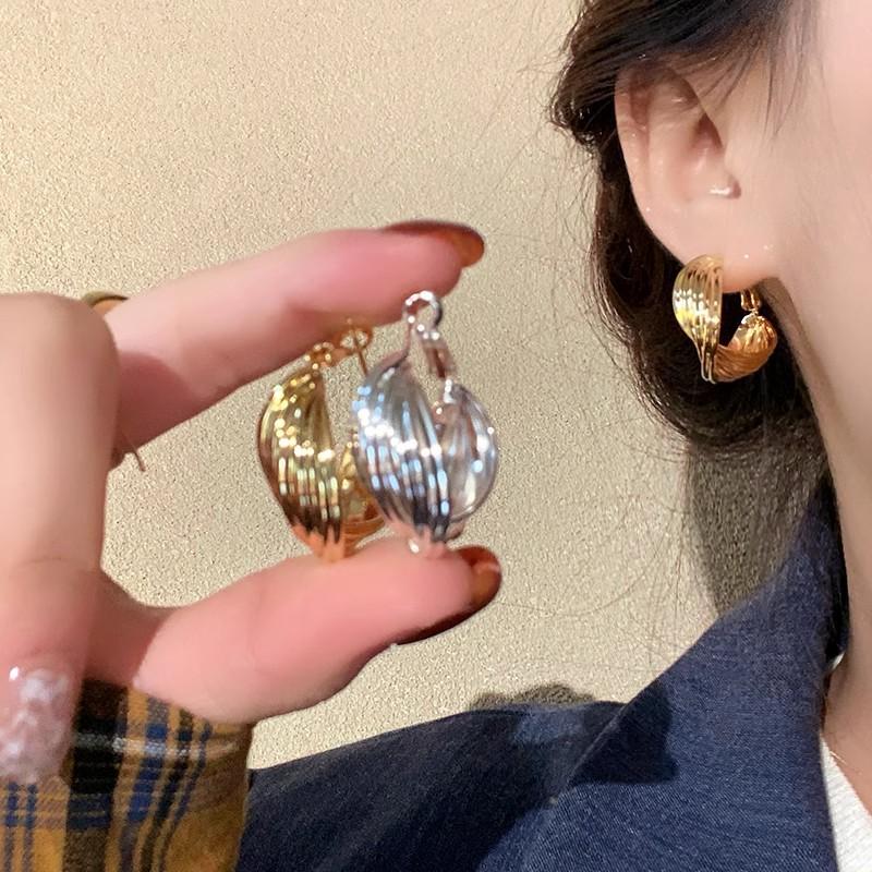 French Ring Earrings for Women, Trendy, Simple, Cool, Fashionable, Fashionable, Earrings, Temperament, Niche, Personalized Ear Accessories